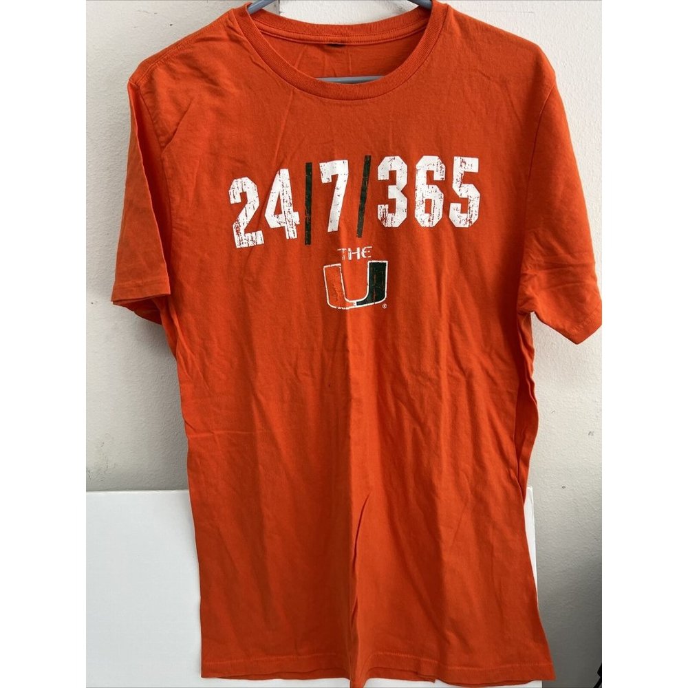 24/7/365 "The U" Miami Hurricanes Orange T Shirt Size LG